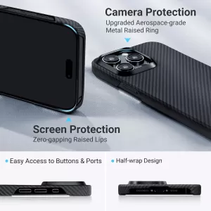 Чехол Pitaka MagEZ Case 4 для iPhone 15 Pro (6.1) Black/Grey Twill
