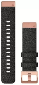 Ремешок Quickfit 20 Watch Band Heathered Black Nylon with Rose Gold Hardware