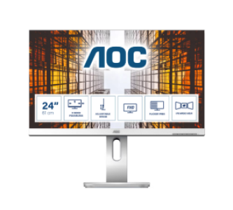 Монитор AOC 24" X24P1, 16:10, IPS, WUXGA, 4ms, 300cd, 60Hz, VGA, DVI, HDMI, DP, USB, SPK, HAS