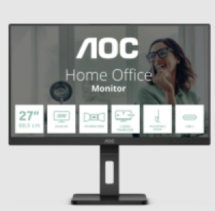 Монитор AOC 27" Q27P3CV, 16:9, IPS, QHD, 4ms, 350cd, 75Hz, HDMI, DP in, DP out, USB, USB-C, LAN, SPK, HAS