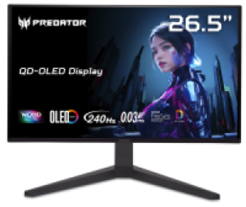Монитор Acer Predator 26,5'' X27UW1bmiipprx, 16:9, QD-OLED, QHD, 0,03ms, 200cd, 240Hz, HDMI, 2xDP, SPK, HAS