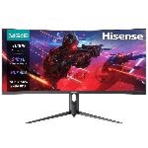Монитор Hisense/ 34"/3440x1440, изогнутый, VA/ELED, 21:9, матовое/антибликовое, 240Гц, время отклика 1мс, 320кд/м2, 3000:1, встроенные колонки 2*3Вт, HDR 400, DisplayPort, HDMIх2, разъем для наушников 3.5мм, rotatable lifting