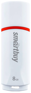 USB Флеш-накопитель Smartbuy Glossy series USB 2.0 8GB White (SB8GBCRW-W)