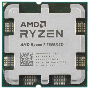 Процессор AMD Ryzen 7 7800X3D, 4.2ГГц, (Turbo 5.0ГГц), 8-ядерный, L3 96МБ, Сокет AM5, OEM (Черный)